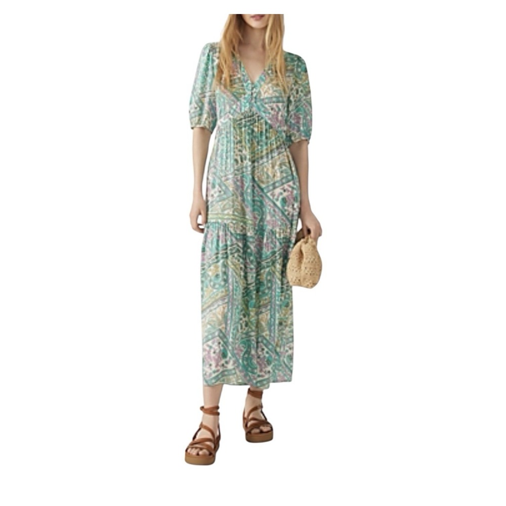 ba&sh Maxi Dress Women's Size XS Floral Short Sleeve Resort Party Summer Formal